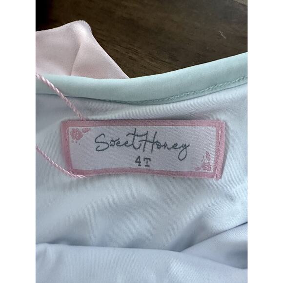 NNWT SweetHoney Mary One Piece Swimsuit Savannah Floral Ruffle White Pink 4T - Picture 5 of 7